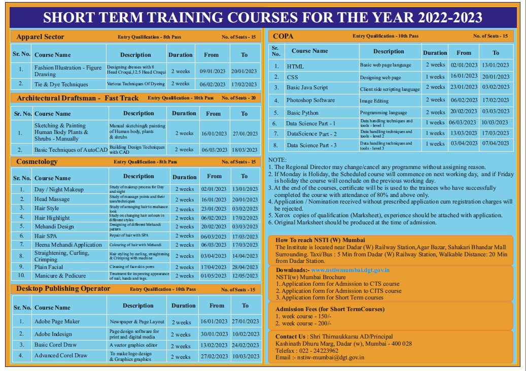 Training Calendar 2022-23 